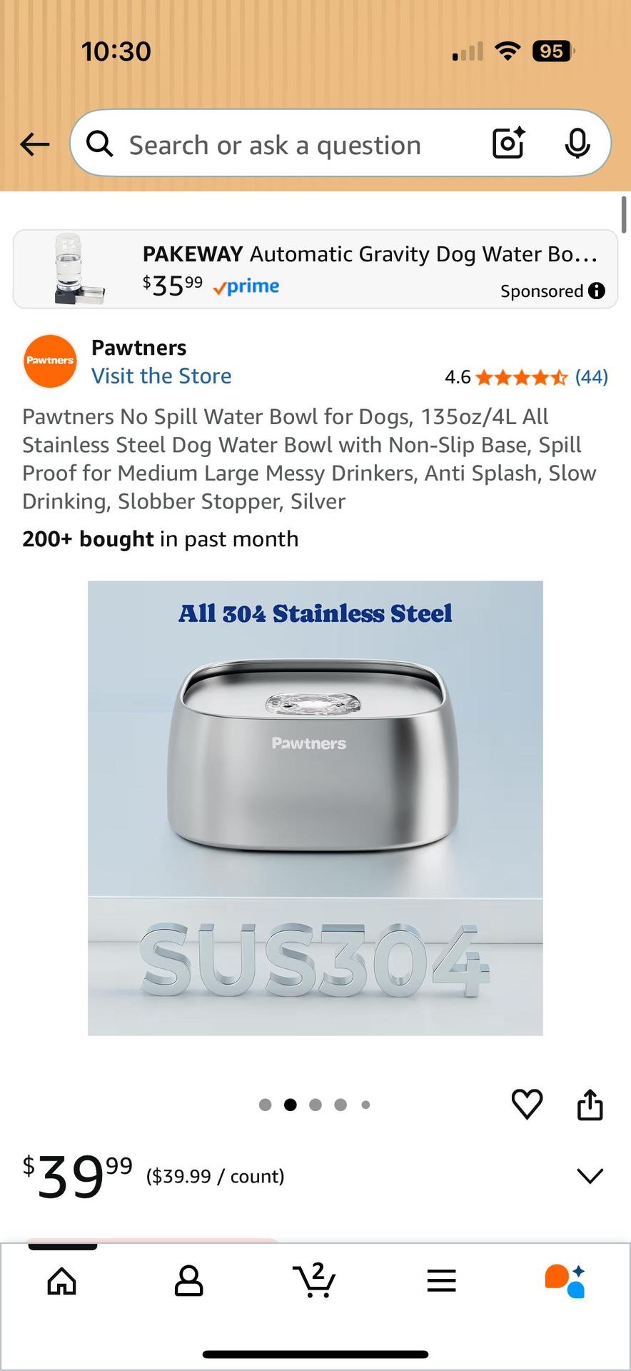 Dog Cat Drinking Pot Water Bowl No Spill Stainless Steel - photo 5