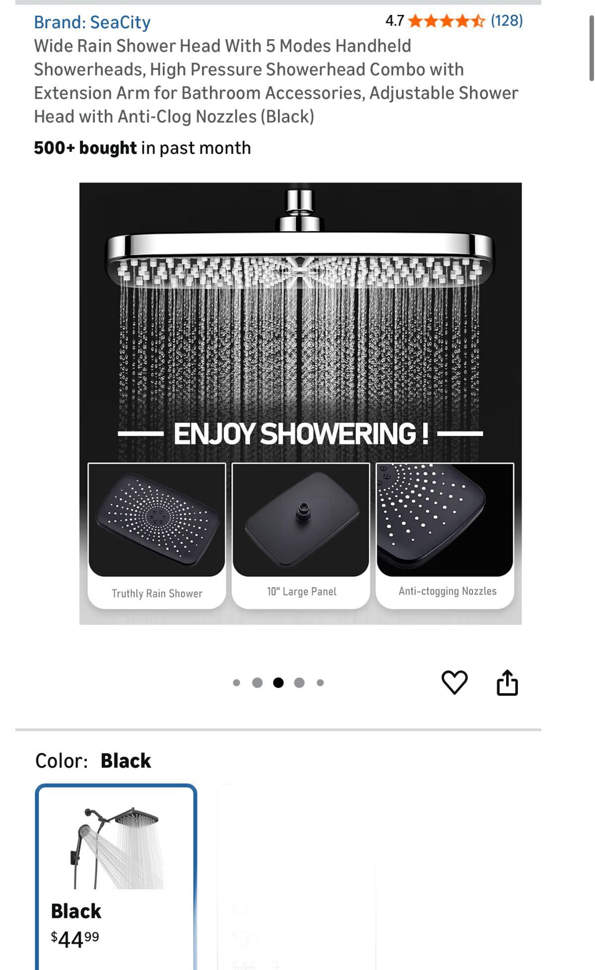 Wide Rain Shower Head with 5-Mode Handheld Combo - photo 4