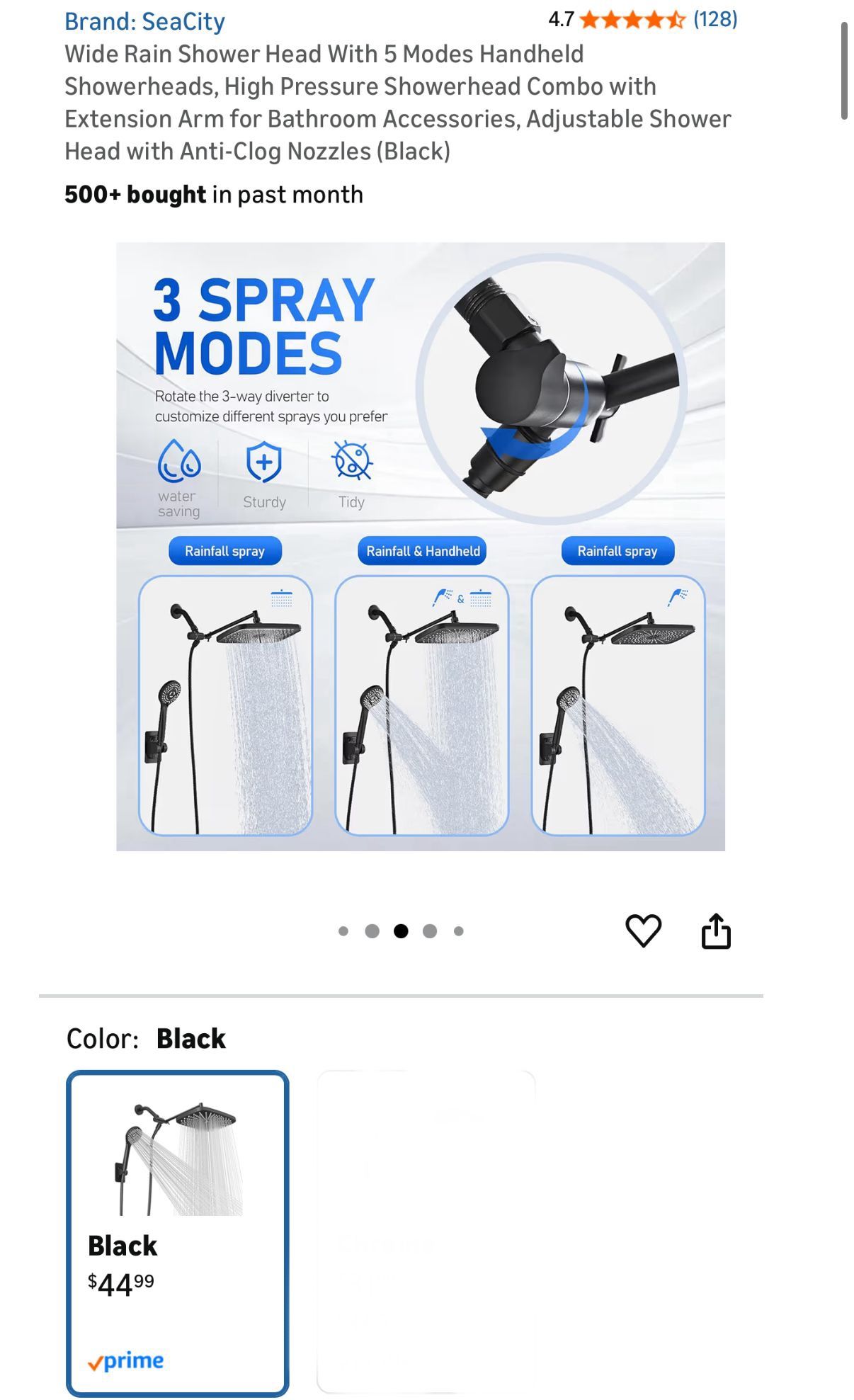 Wide Rain Shower Head with 5-Mode Handheld Combo - photo 5