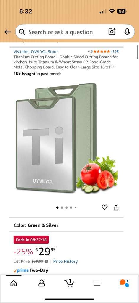 Titanium Cutting Board – Double Sided 16"x11" - photo 3