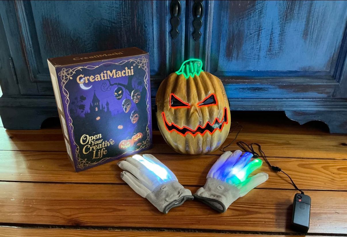 LED Mask and LED Gloves Set - Halloween Costume