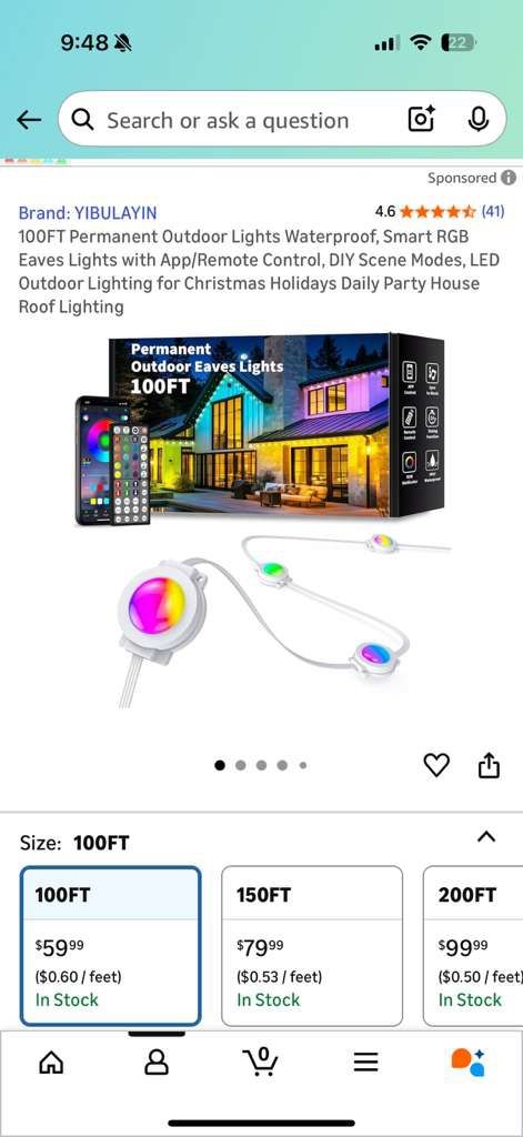 100FT Permanent Outdoor Smart RGB LED Lights - photo 4