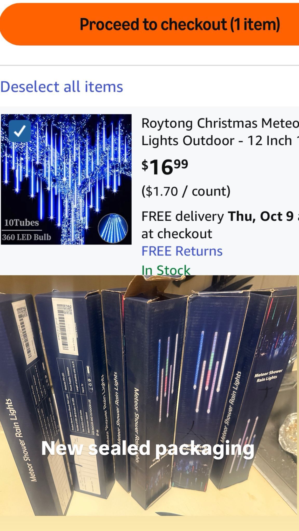 LED Meteor Shower Rain Lights 12 Inch 8 Tubes Waterproof - photo 4