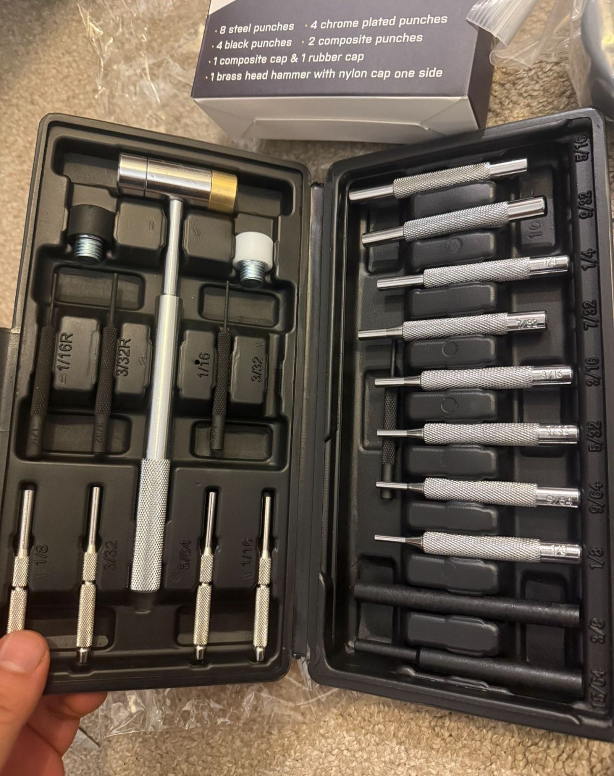 Punch Set, Roll Pin Punch Set with Replaceable Face Hammer - photo 3