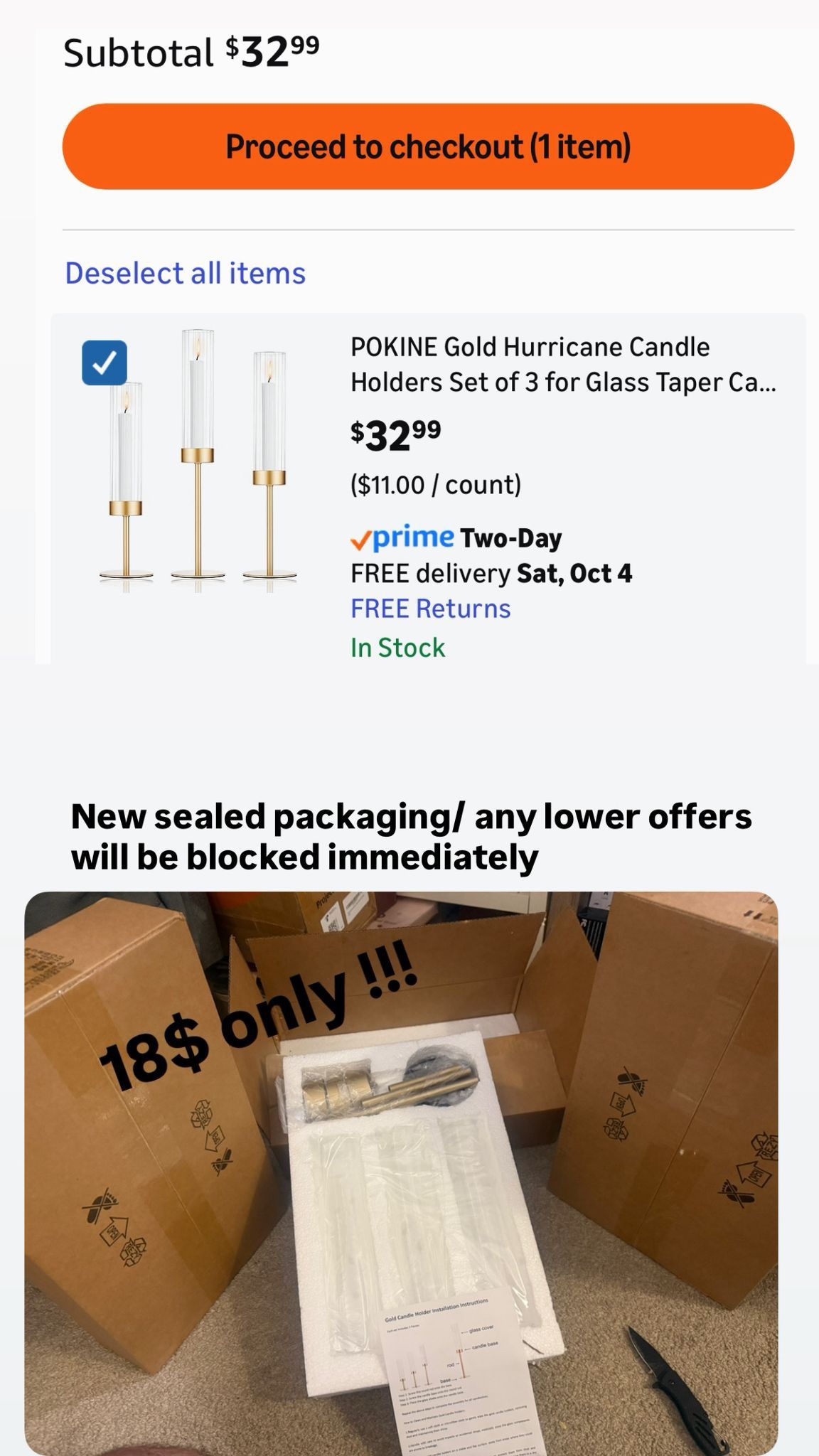 Gold Candle Holders Set of 3 - photo 2