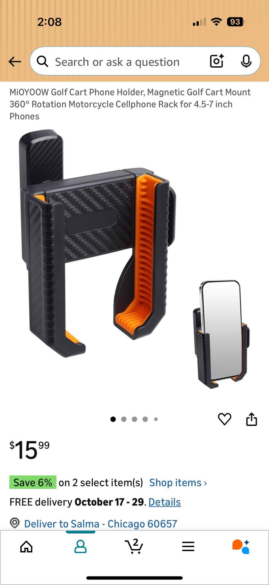 Magnetic Phone Holder for Golf Carts and Smartphones - photo 2