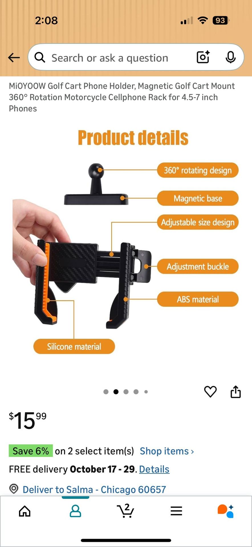 Magnetic Phone Holder for Golf Carts and Smartphones - photo 3