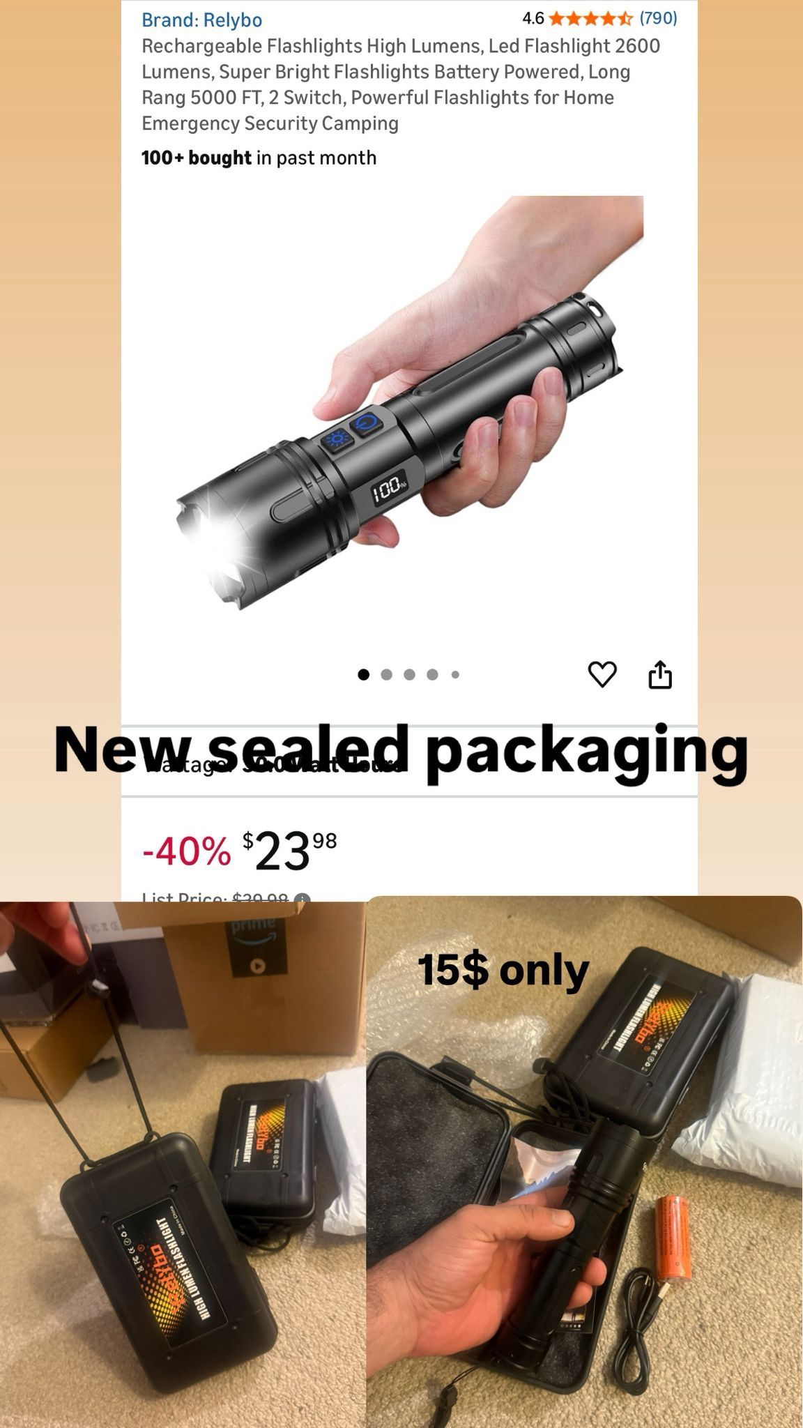 Rechargeable 2600 Lumens LED Flashlight