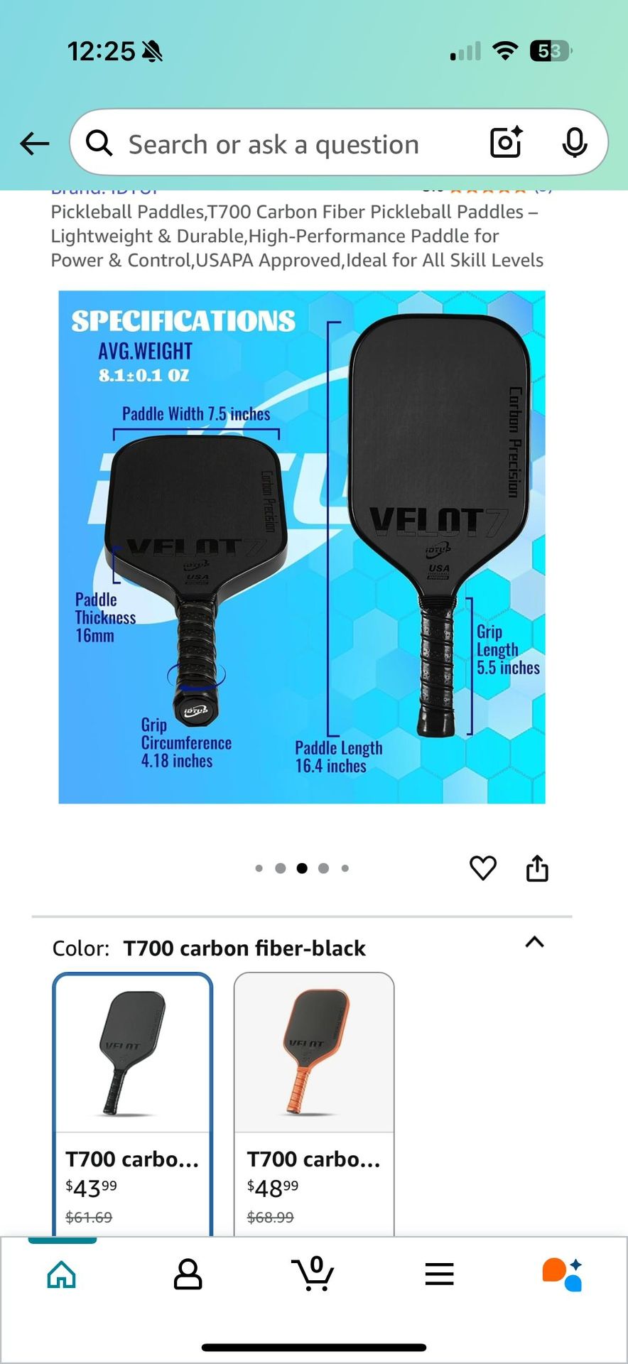 T700 Carbon Fiber Pickleball Paddles - USAPA Approved - photo 3