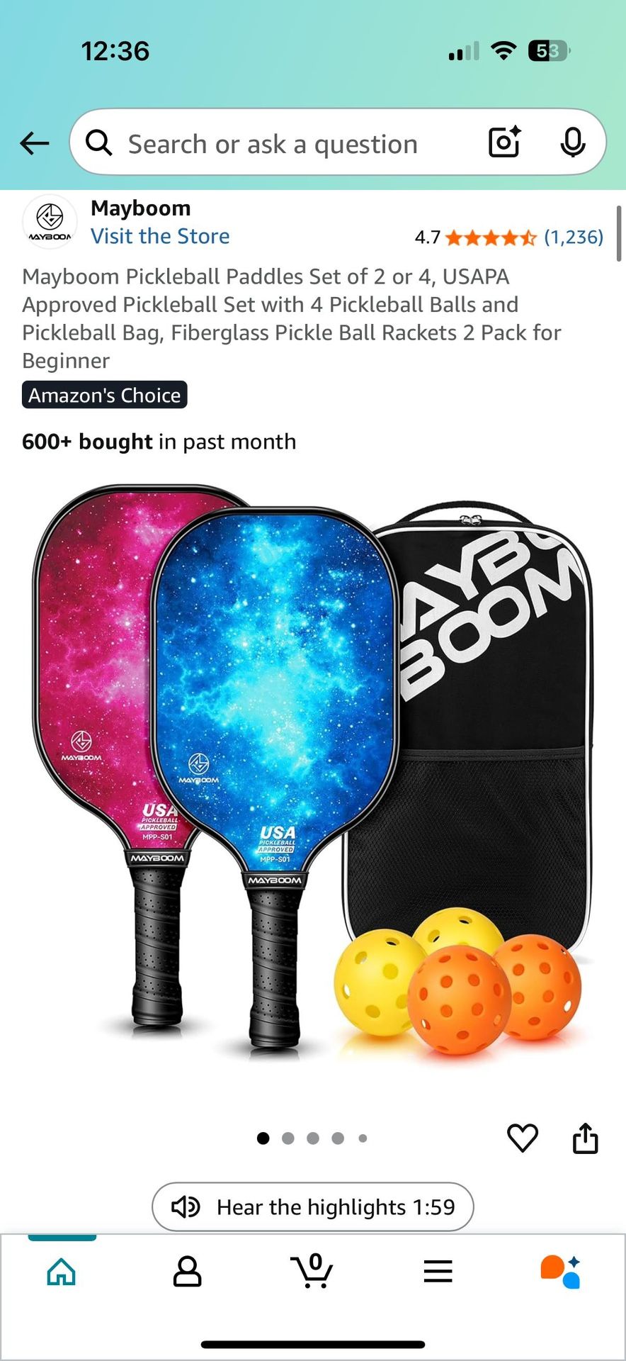 Pickleball Paddles Set of 2 USAPA Approved with 4 Balls and Bag - photo 2