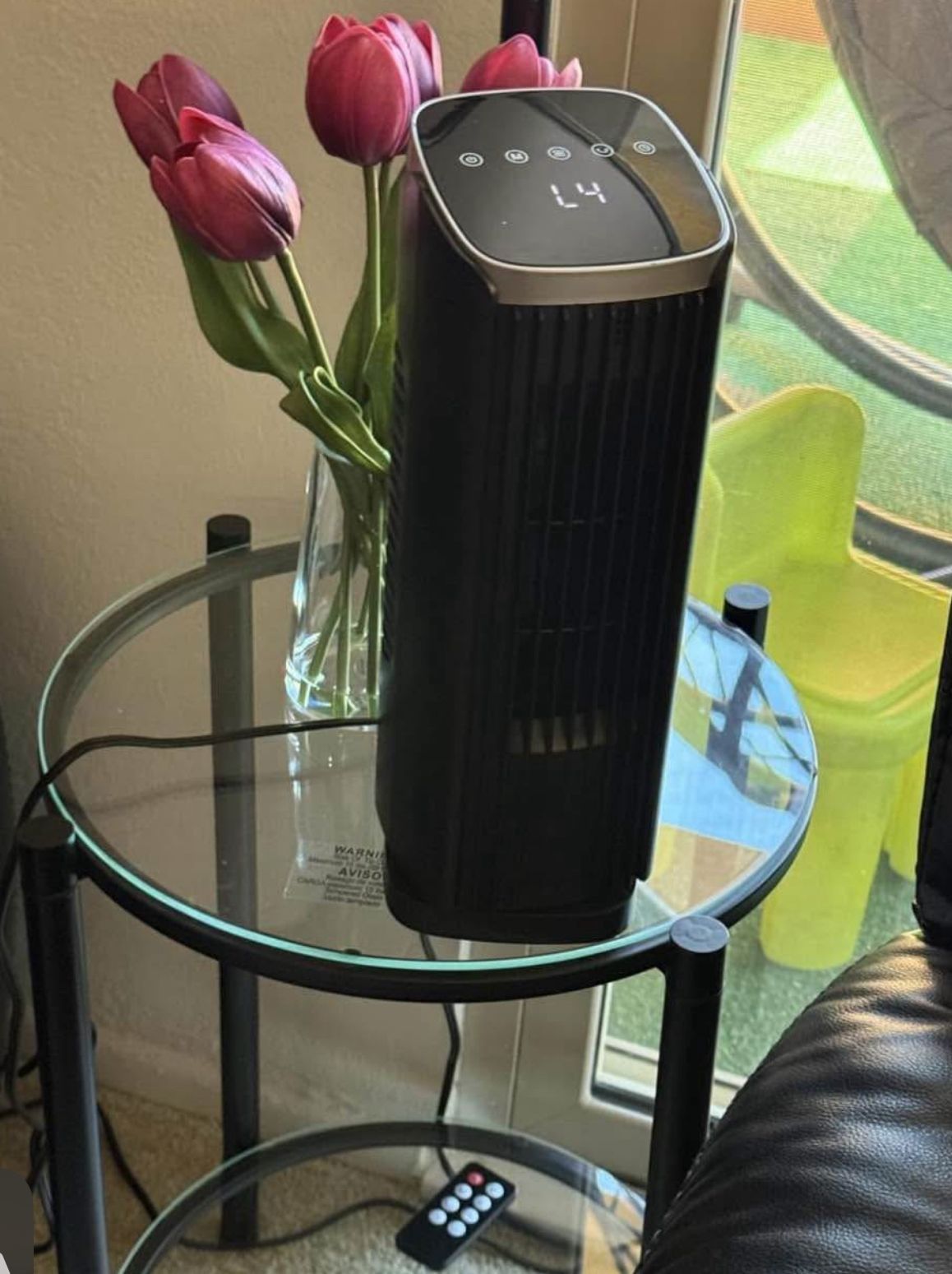 13" Tower Fan with Remote, 4 Speeds, 12H Timer