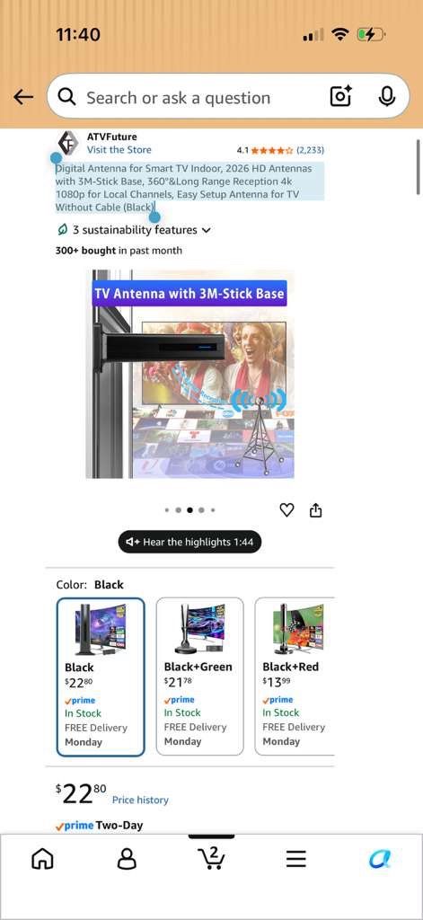 Digital Antenna for Smart TV Indoor 250 Mile Range - photo 3
