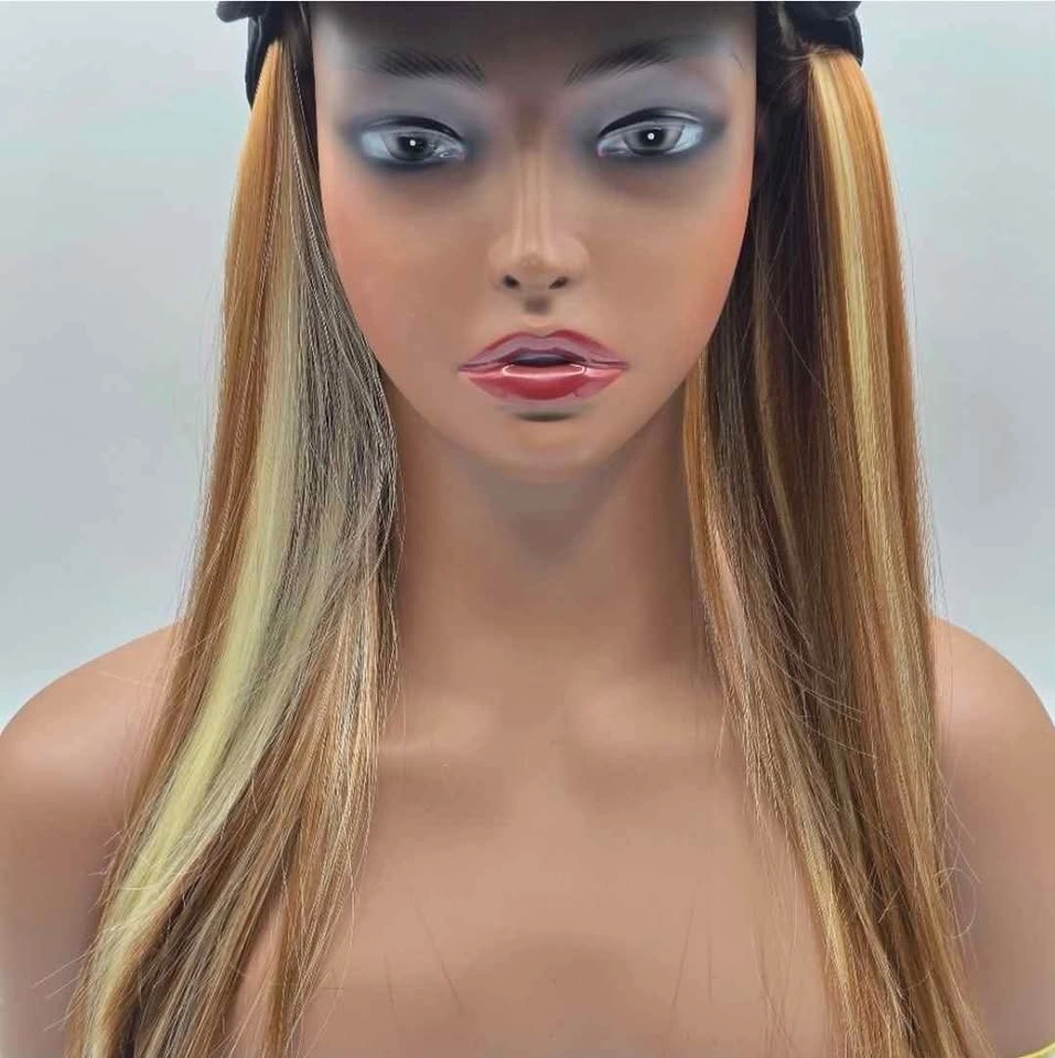 Light Golden Brown & Blonde Highlights Straight Synthetic Hat Wi - photo 2