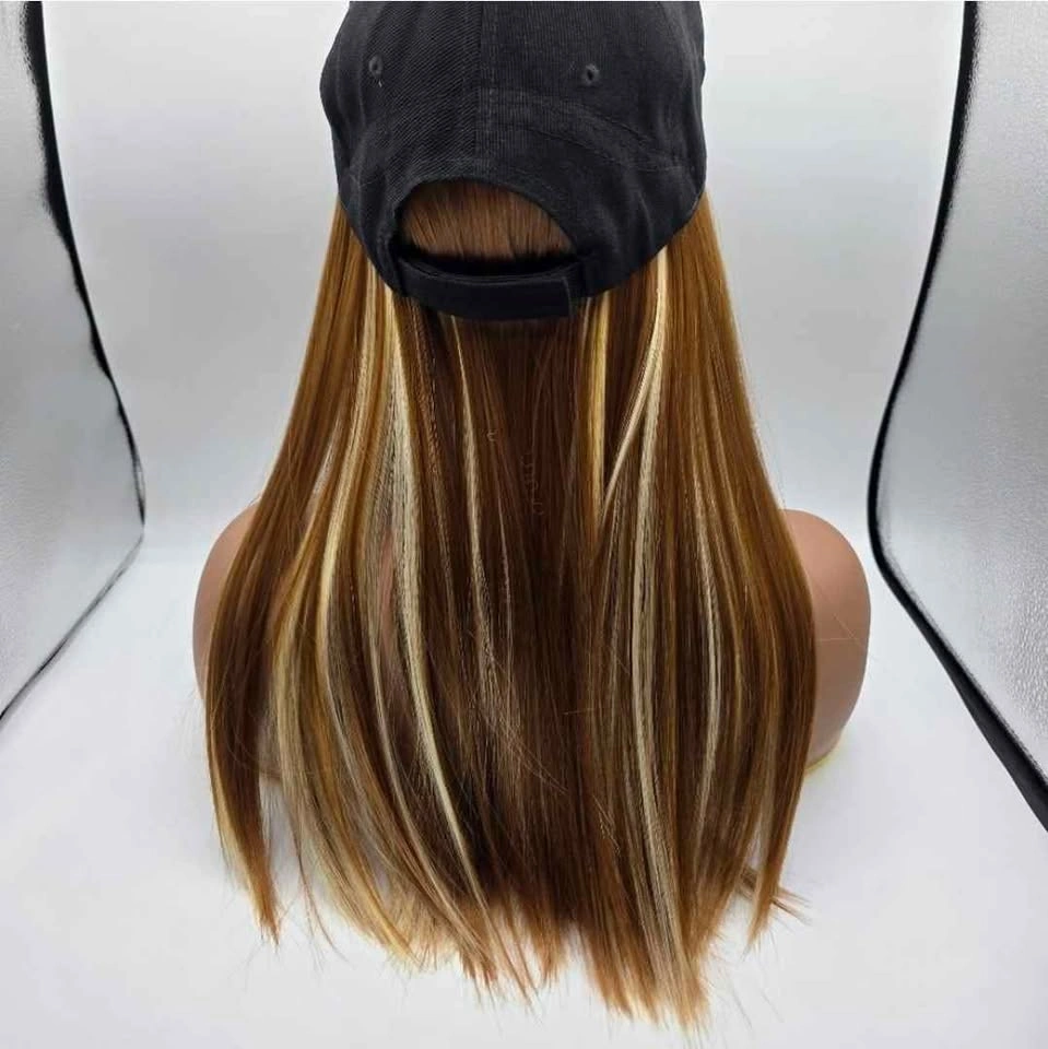 Light Golden Brown & Blonde Highlights Straight Synthetic Hat Wi - photo 4