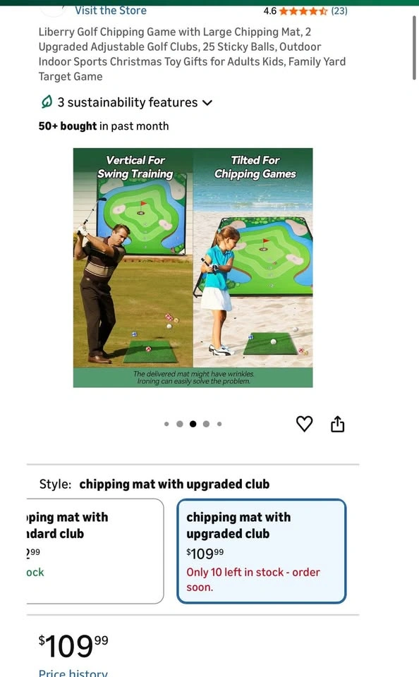 6ftx6ft Golf Chipping Game with Mat, 20 Balls, and Clubs - photo 5