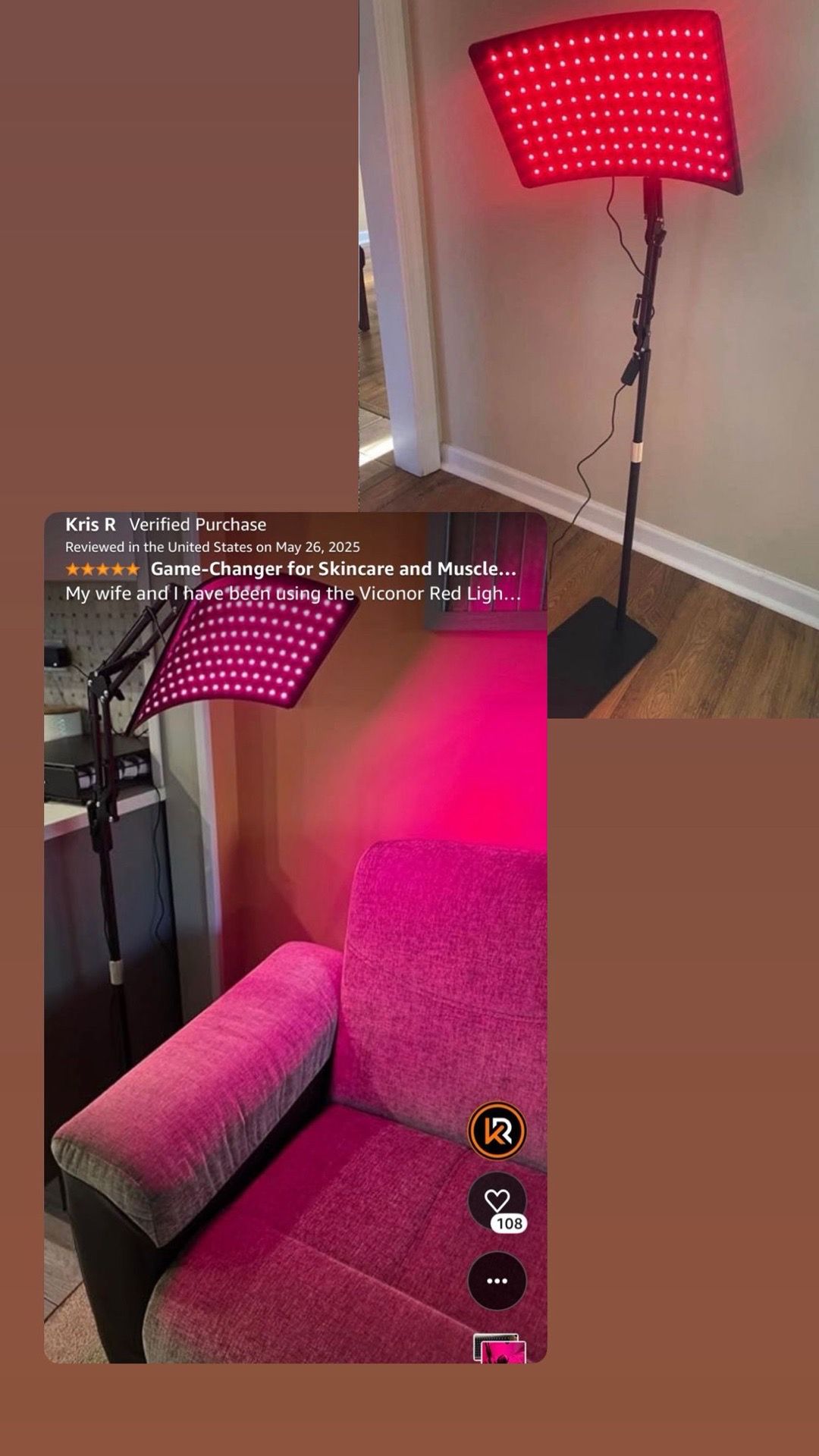 Red Light Therapy Lamp for Face and Body with Stand