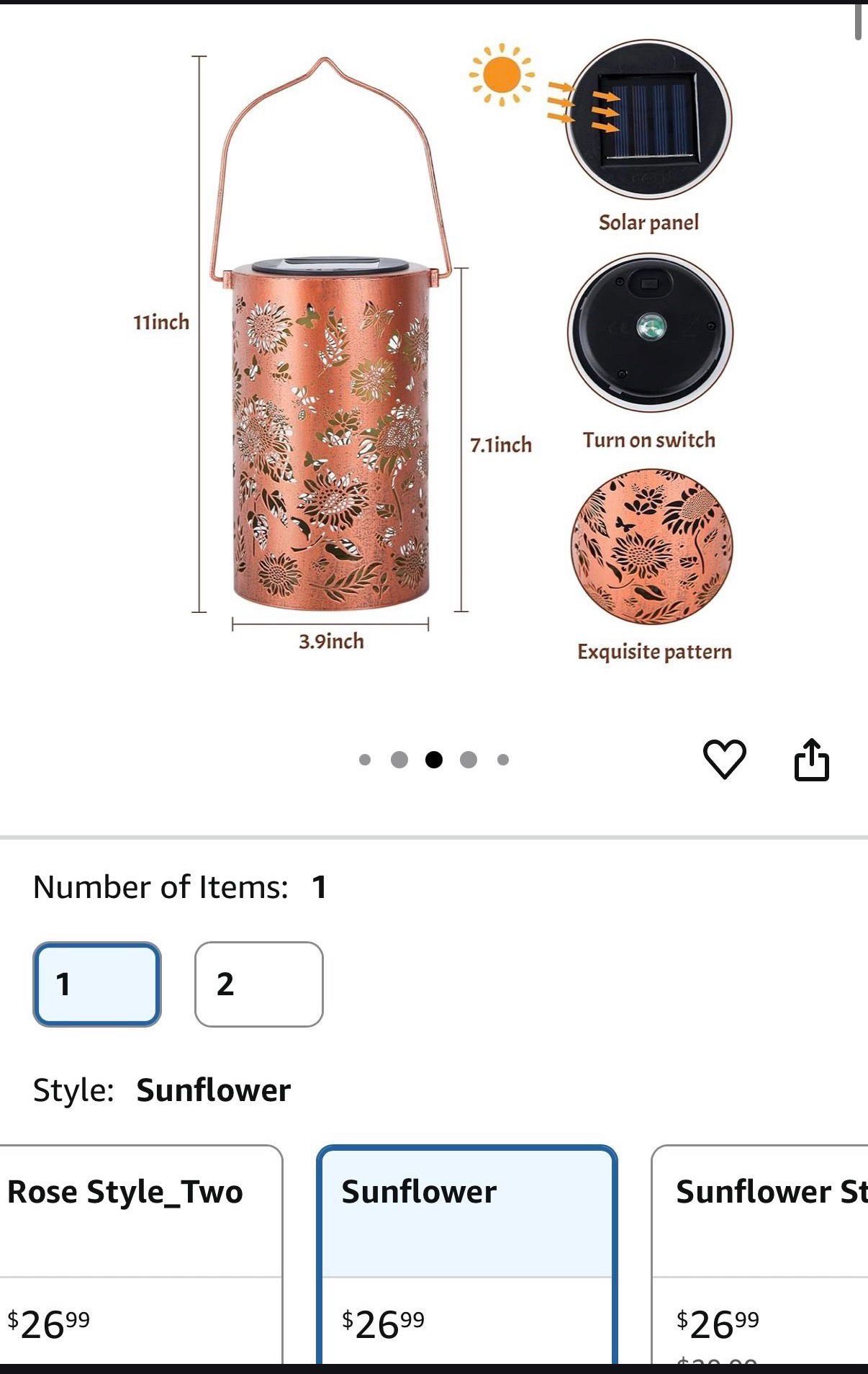 Sunflower Solar Lanterns Outdoor Waterproof with Shepherd Hook - photo 5