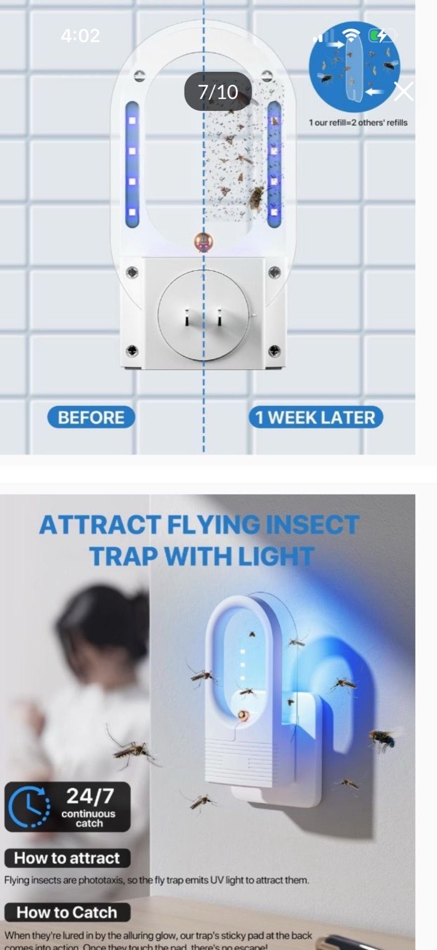 2PCS Fruit Fly Traps for Indoors - UV Light Plug-in - photo 4