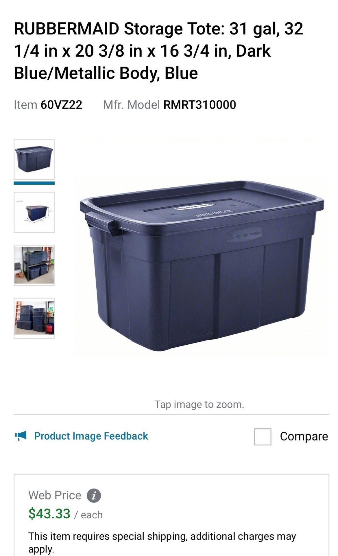 Rubbermaid Roughneck Storage Box, 31 Gal, Dark Indigo - photo 4
