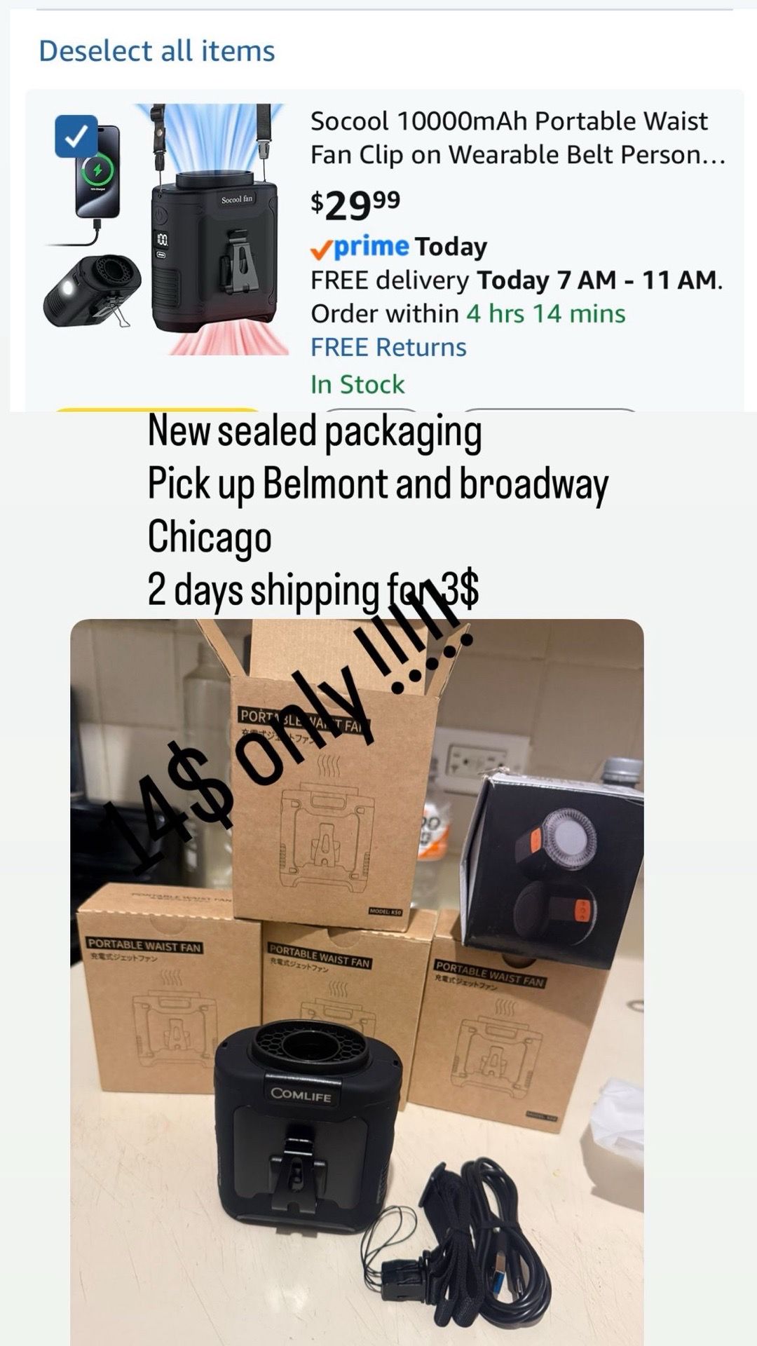 10000mAh Portable Waist Fan - Wearable Belt Personal Fan