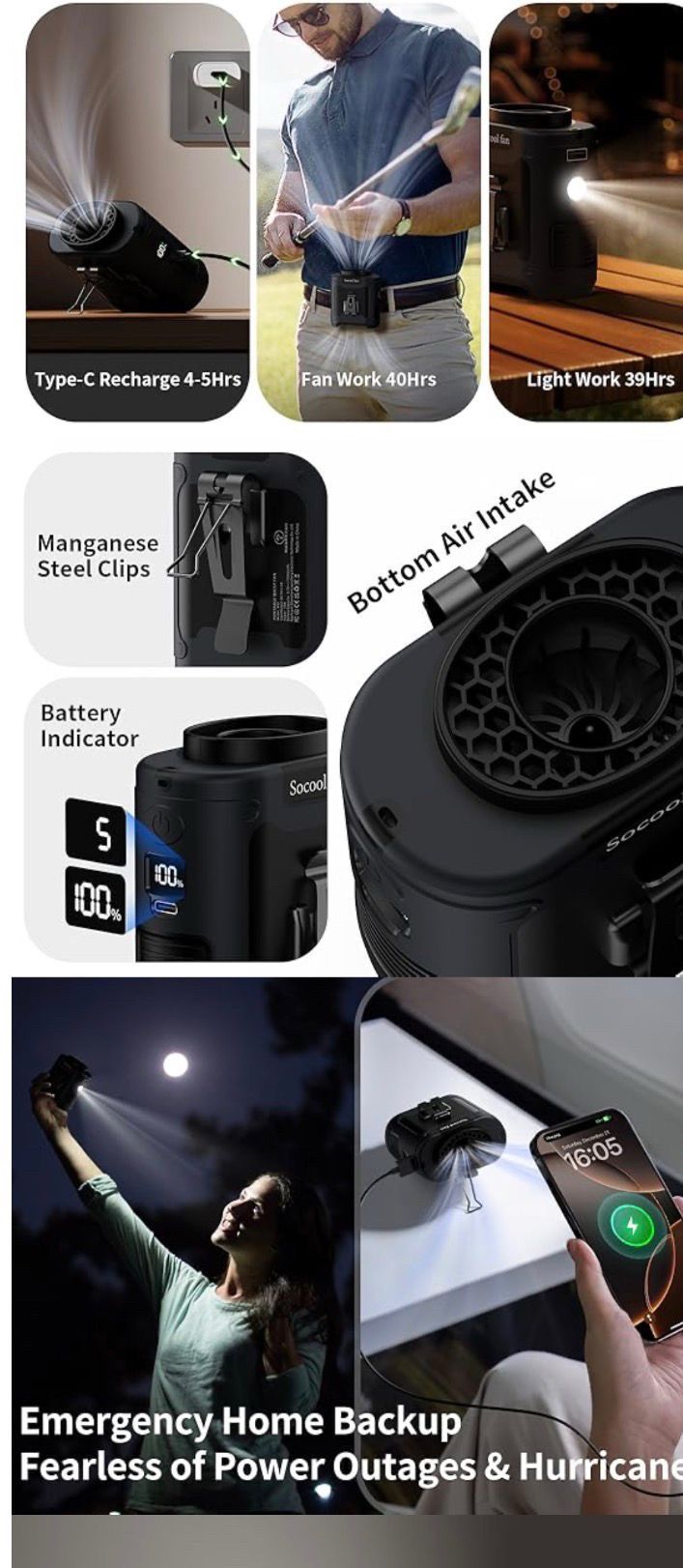 10000mAh Portable Waist Fan - Wearable Belt Personal Fan - photo 3