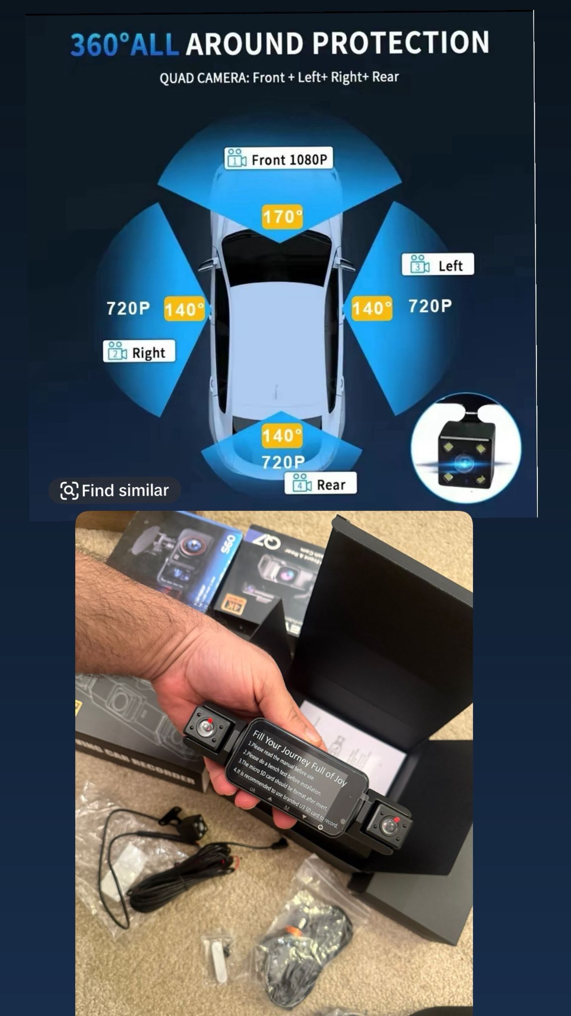 4-Channel 1080P Dash Cam 360° Panoramic View - photo 2