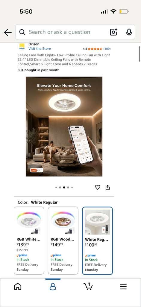 22.4" LED Dimmable Low Profile Ceiling Fan with Remote - photo 5