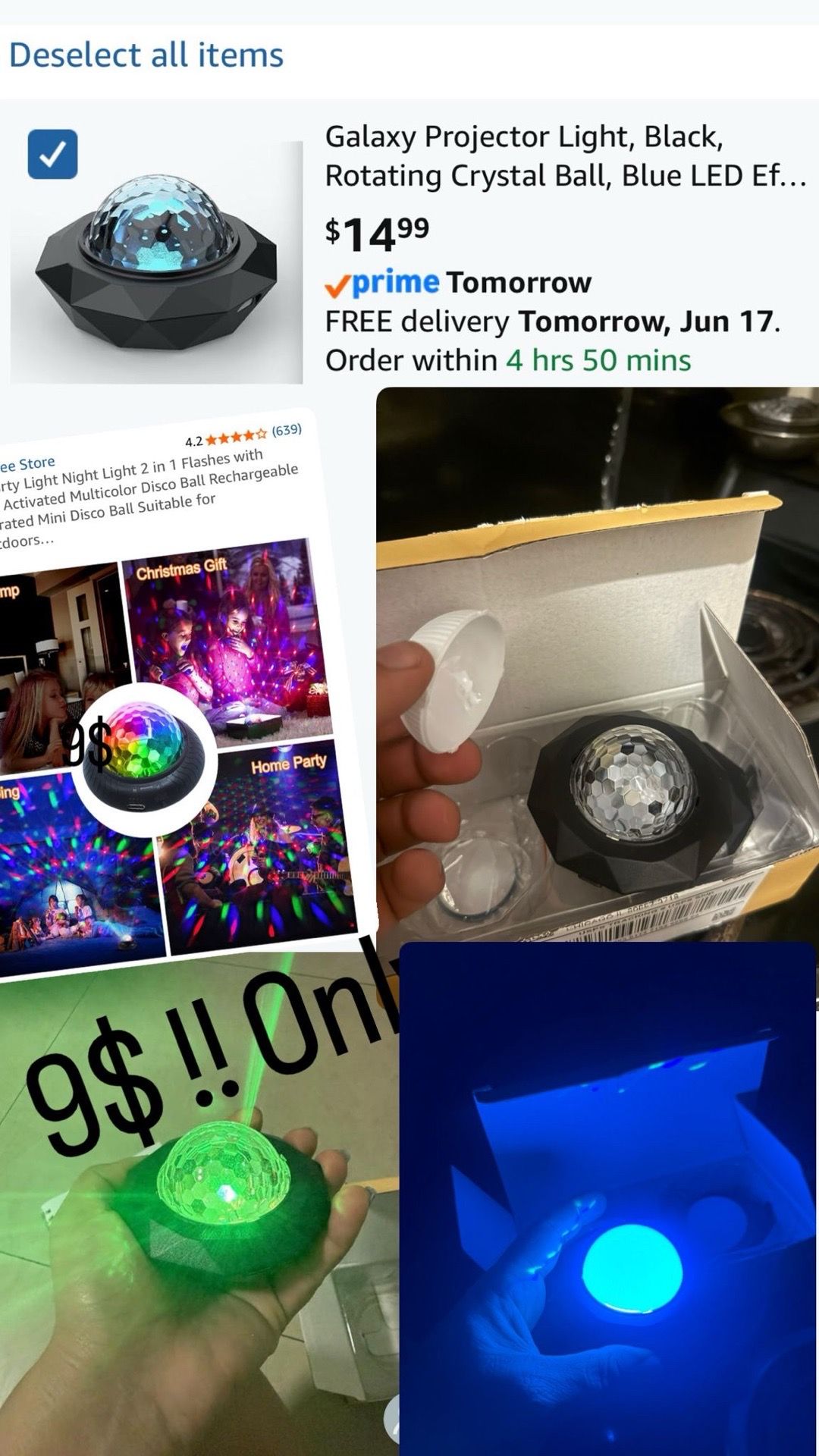 Rechargeable Mini RGB Sound Activated Disco Party Lights
