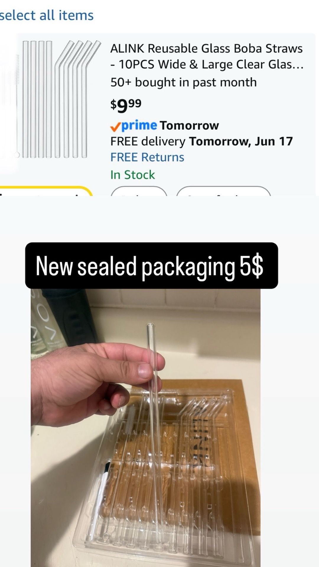 8 Reusable Glass Straws - 10mm Clear Drinking Straws