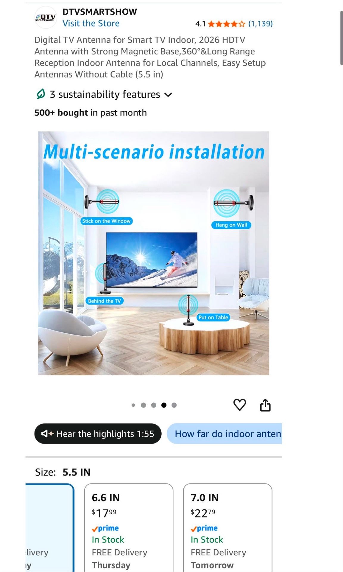Digital TV Antenna for Smart TV Indoor with Magnetic Base - photo 5
