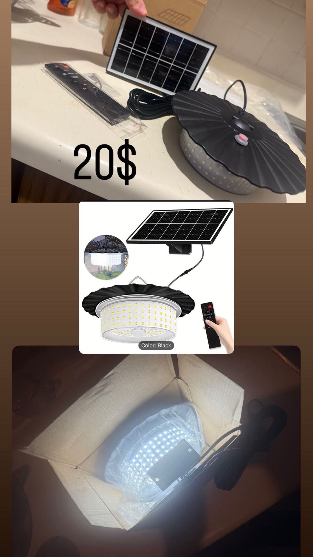 Solar Motion Sensor Pendant Light with Remote Control - photo 2