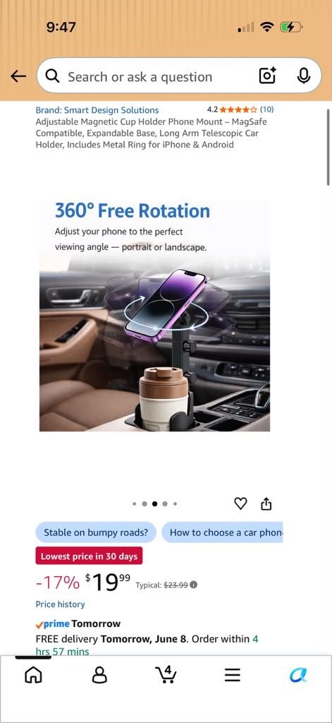 Adjustable Magnetic Cup Holder Phone Mount - photo 4