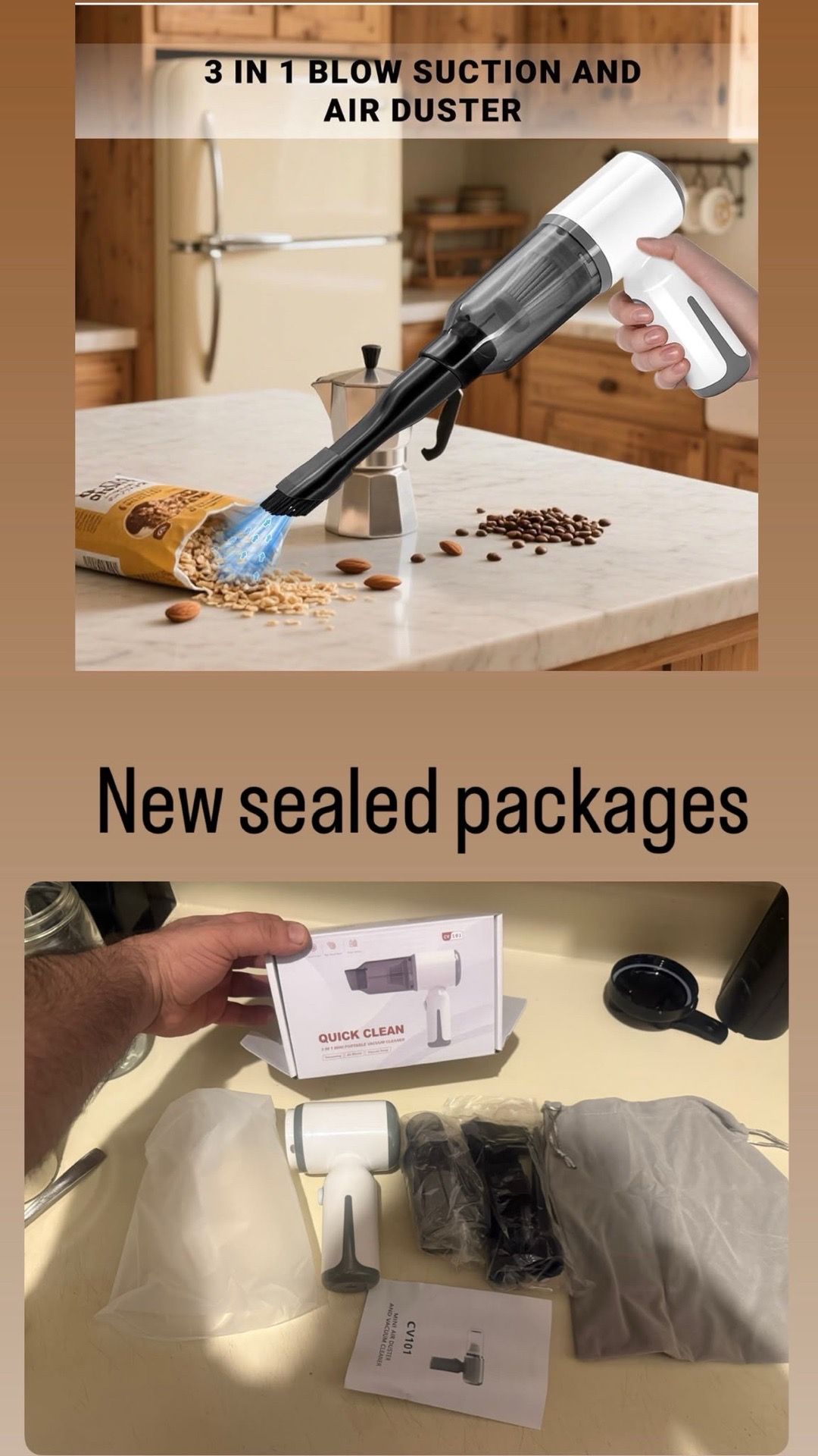 3-in-1 Cordless Car Vacuum & Air Duster Blower