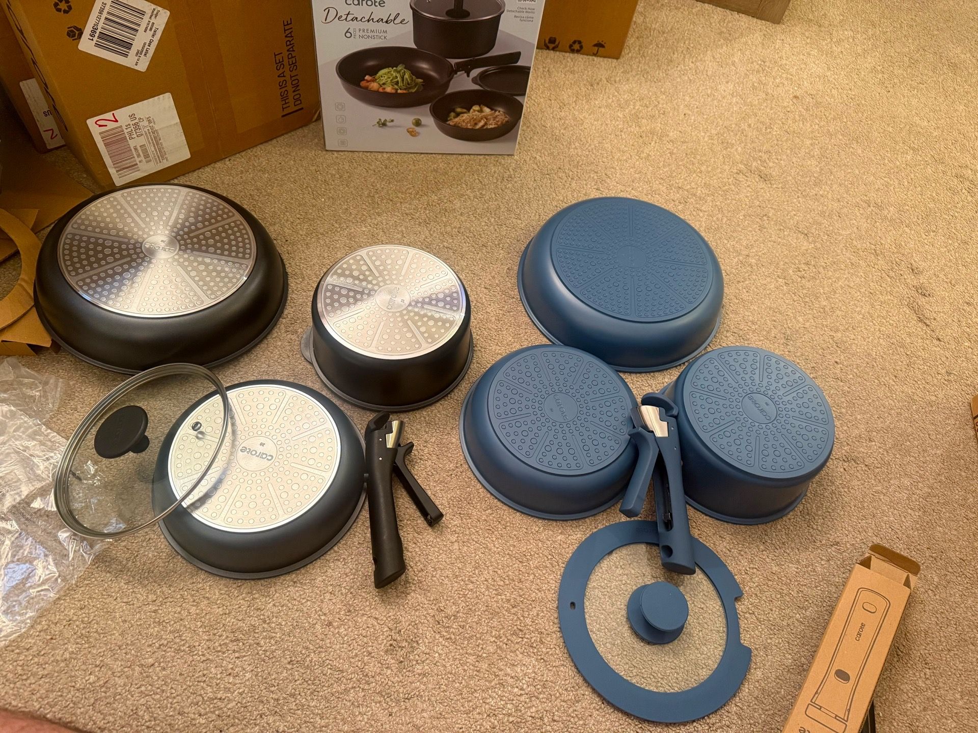 Nonstick Cookware Set with Detachable Handles