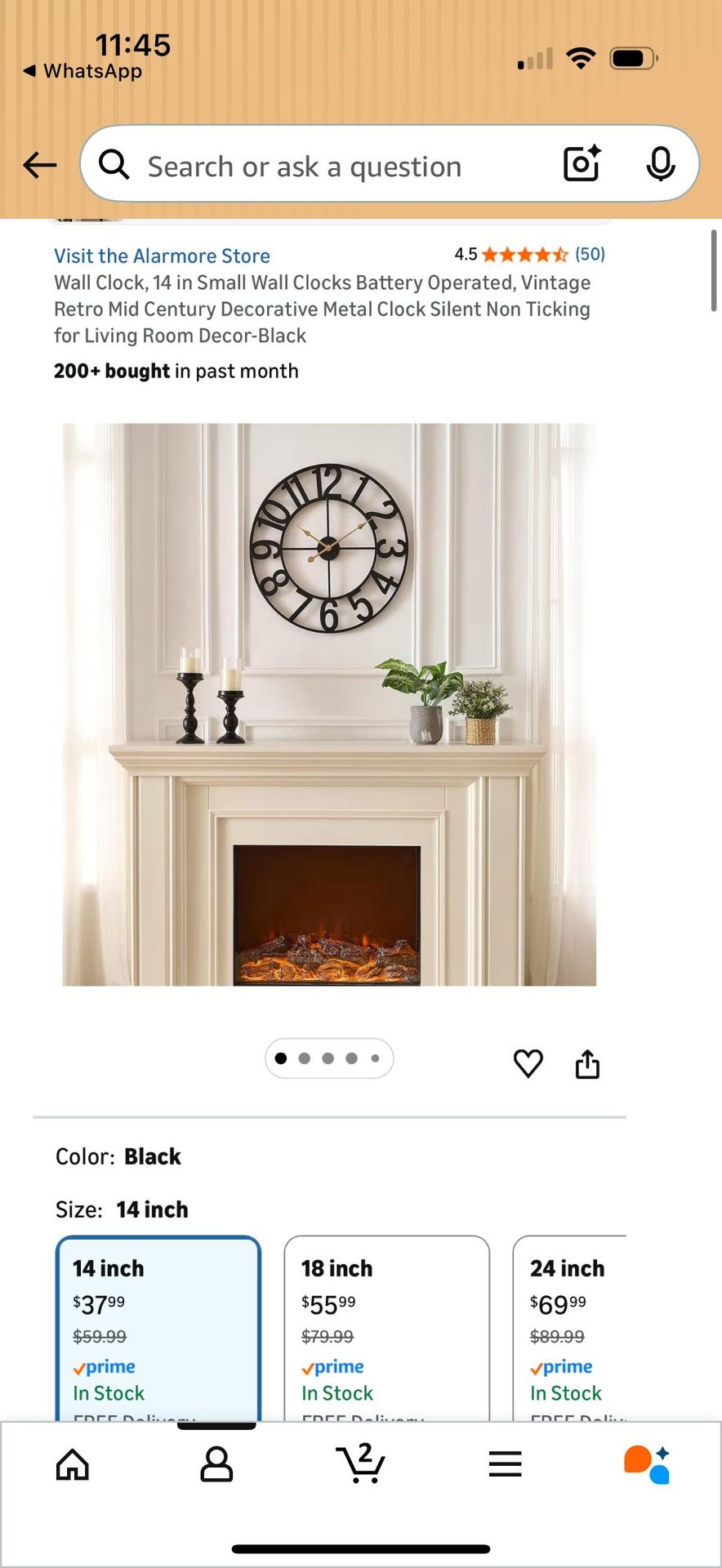 14 in Vintage Retro Mid Century Decorative Metal Wall Clock - photo 5