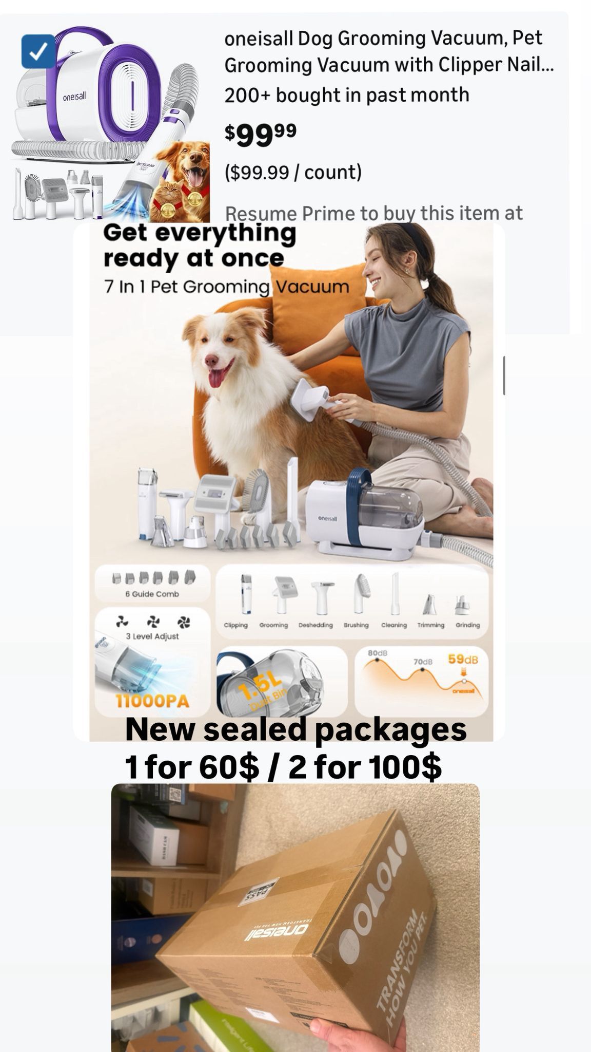 Pet Grooming Vacuum with 7 Tools, Clipper, and Nail Grinder - photo 2