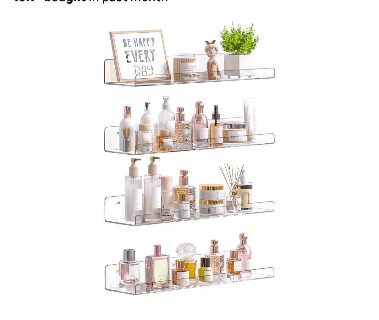4-Pack Clear Acrylic Floating Shelves, 12" Invisible Wall - photo 2