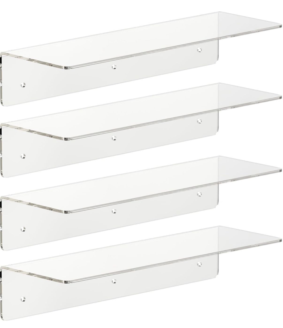 4-Pack Clear Acrylic Floating Shelves, 12" Invisible Wall - photo 5