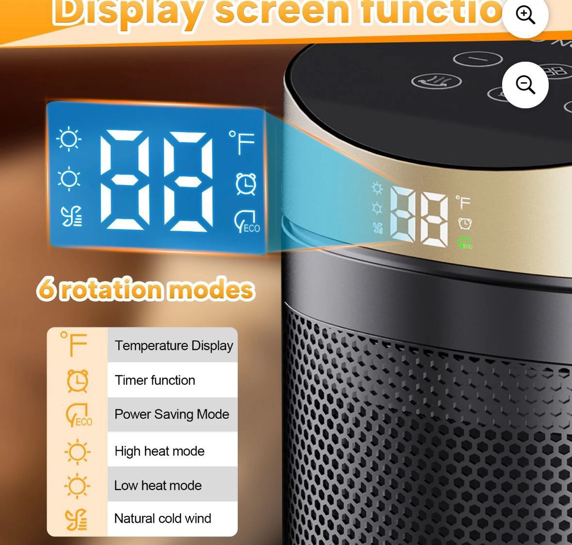Portable 1500W PTC Ceramic Space Heater with Remote - photo 5