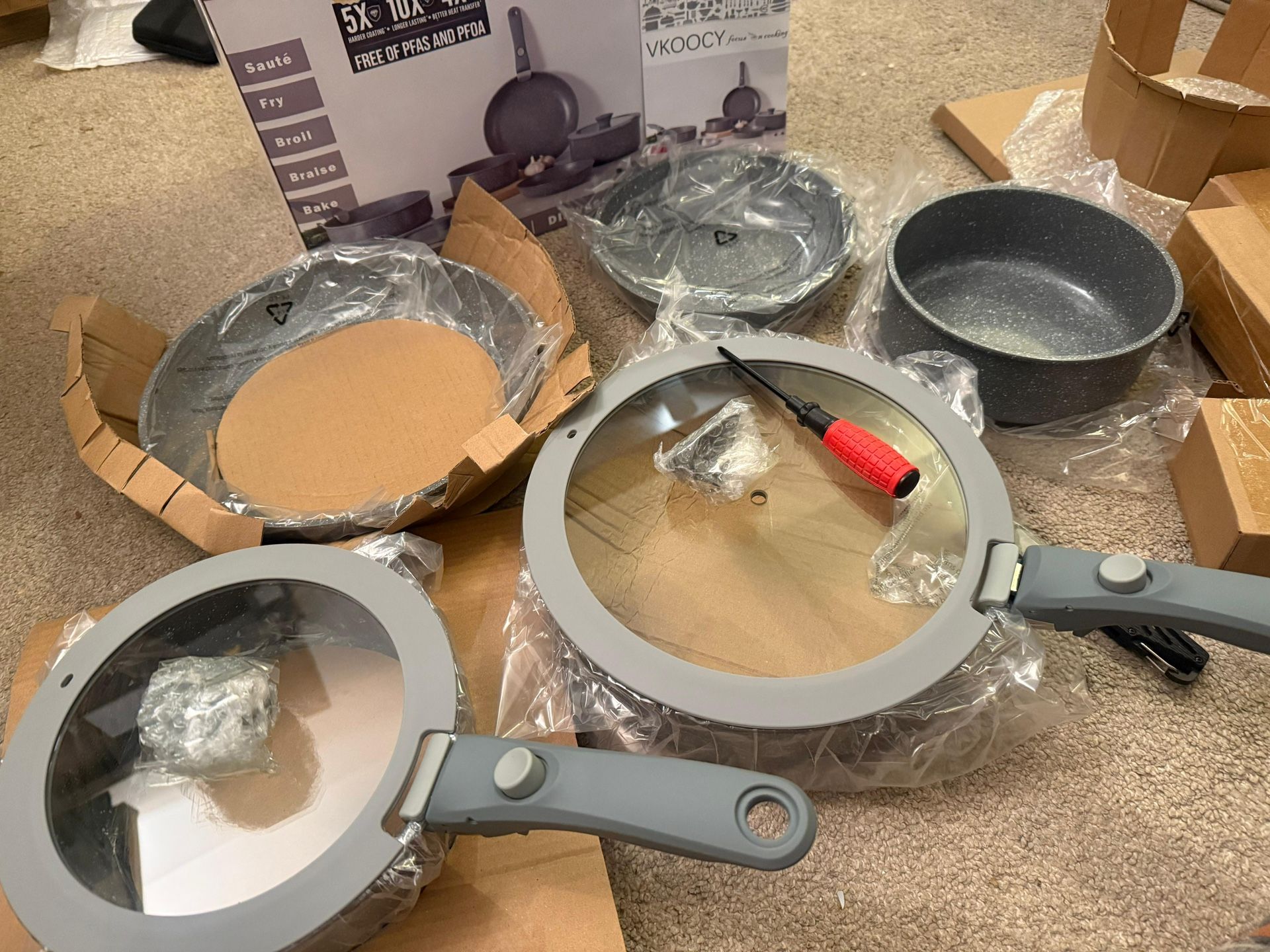 Non Stick Pots and Pans Set with Removable Handle, 5pcs - photo 3