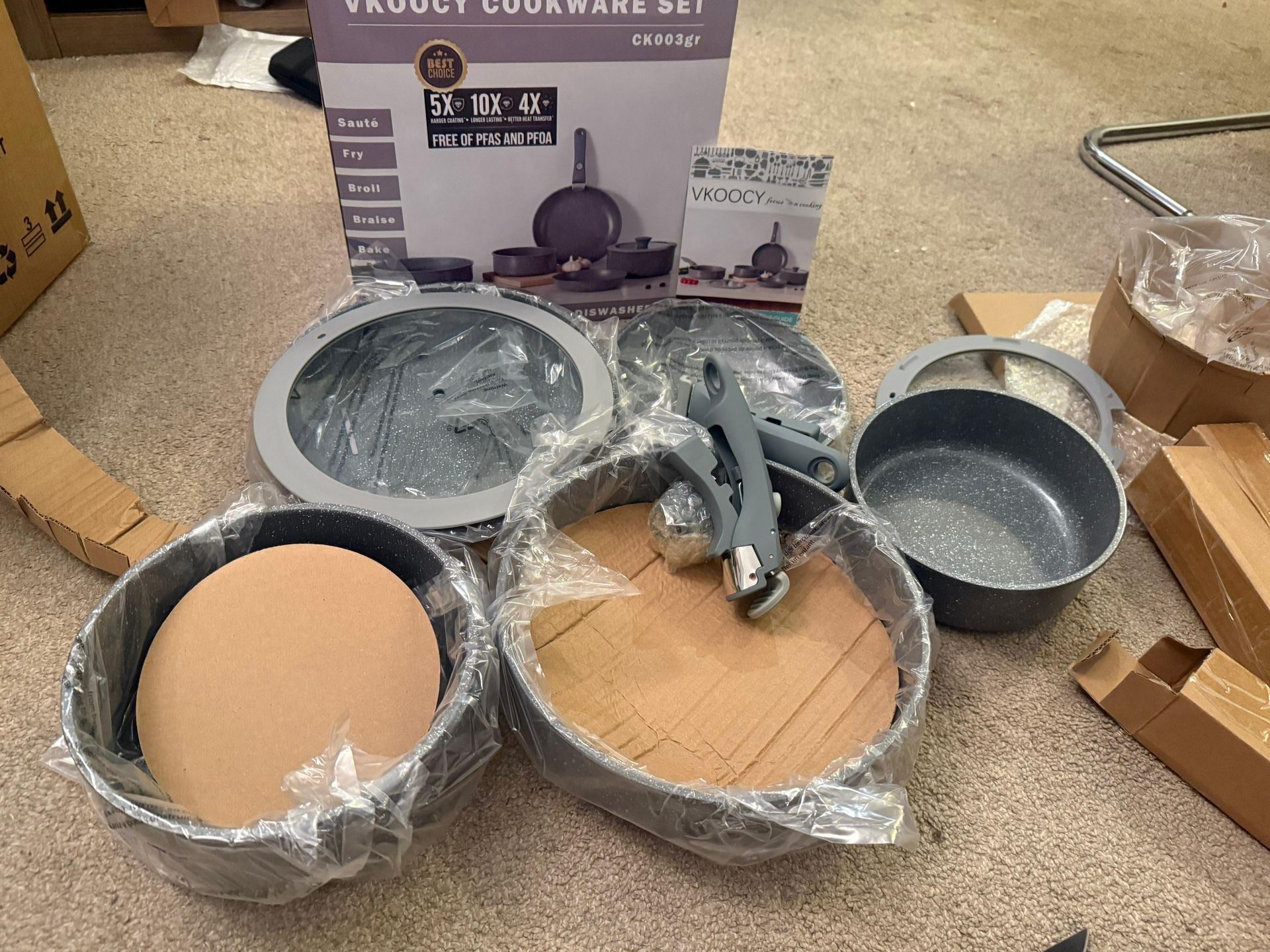 Non Stick Pots and Pans Set with Removable Handle, 5pcs - photo 4