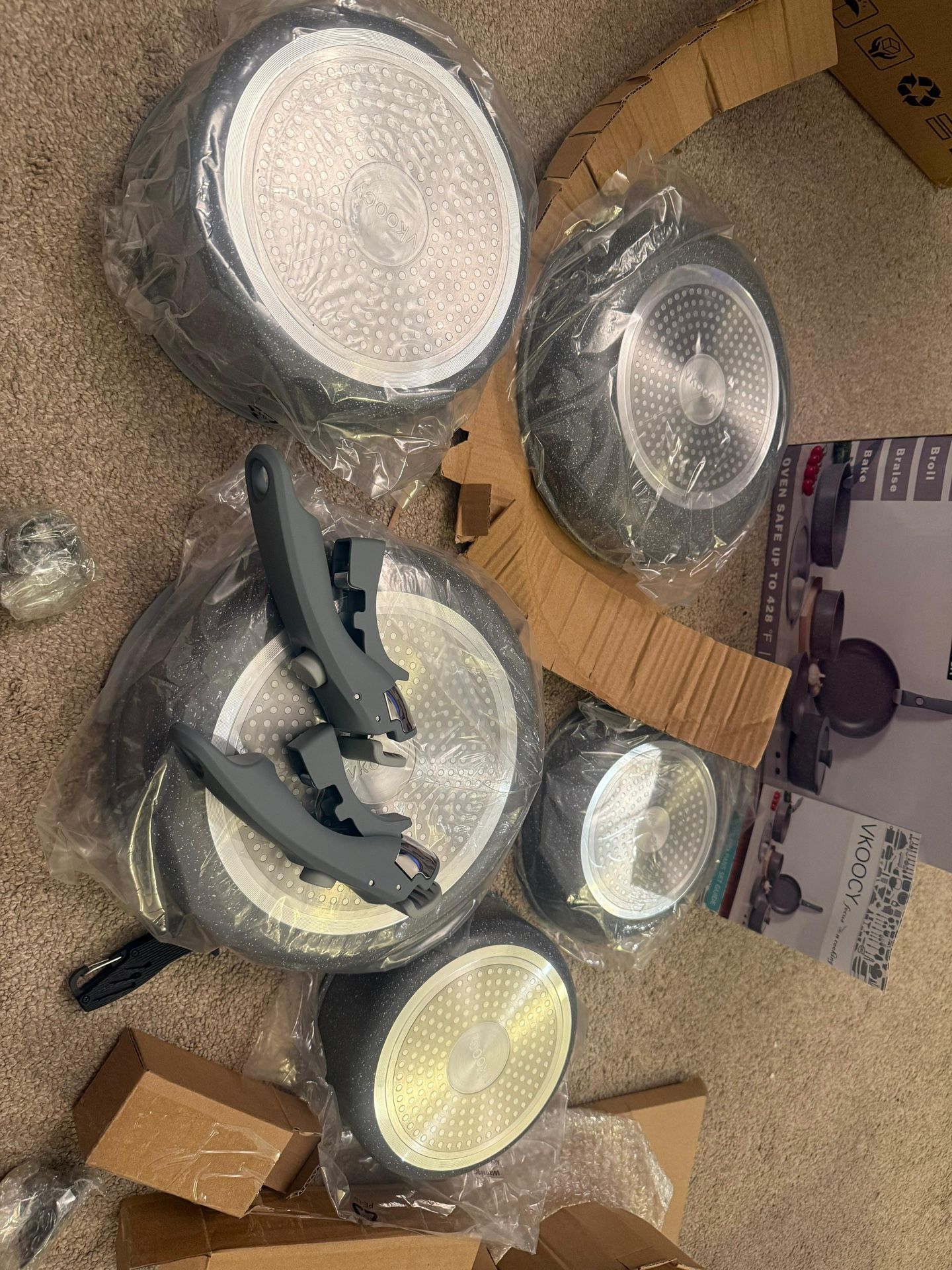 Non Stick Pots and Pans Set with Removable Handle, 5pcs - photo 5