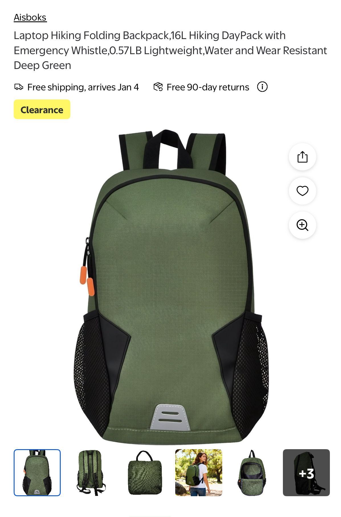 16L Lightweight Folding Hiking Daypack - Deep Green - photo 2