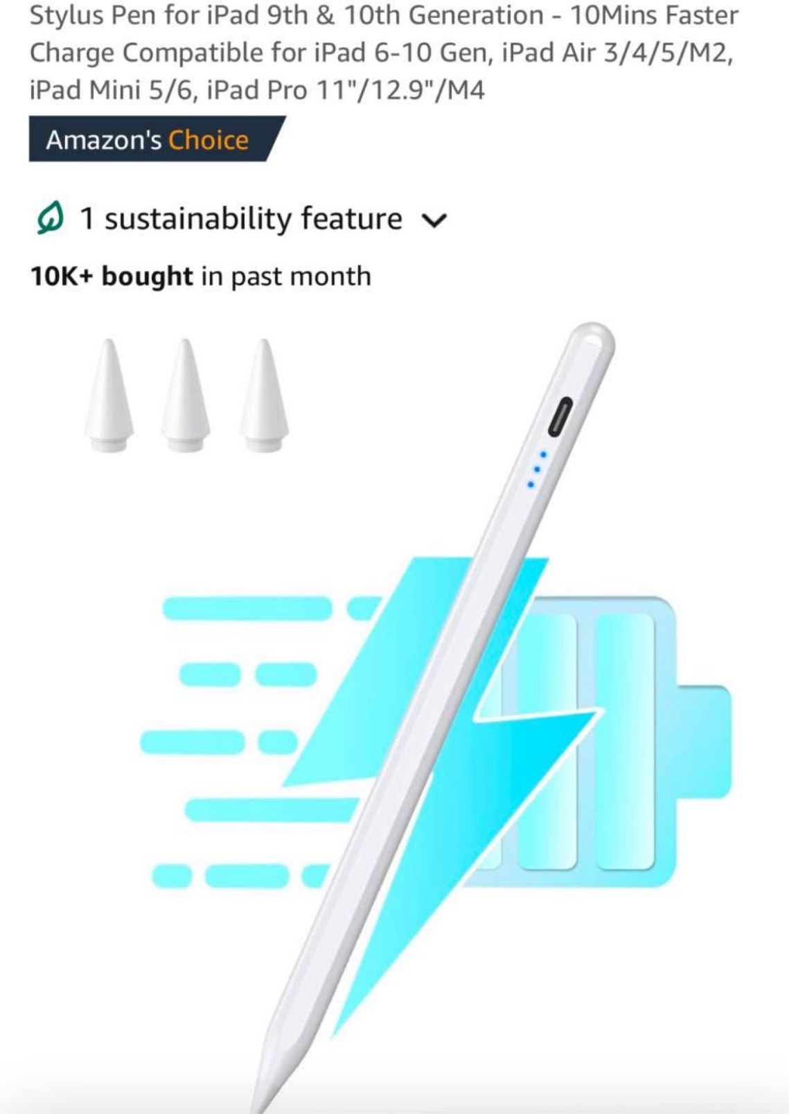 Stylus Pen for iPad 2018-2025 with Tilt & Palm Rejection - photo 5