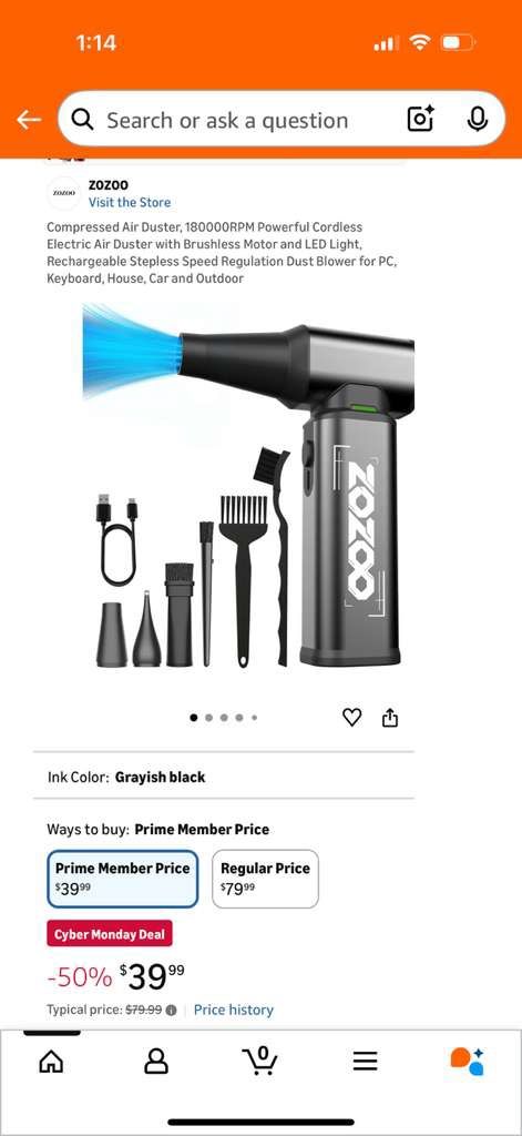 Electric Air Duster, 180000RPM Cordless Blower with LED Light - photo 4