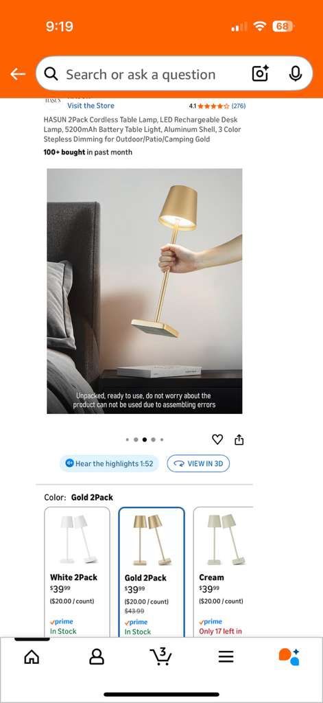 2Pack Cordless LED Rechargeable Table Lamps - photo 3