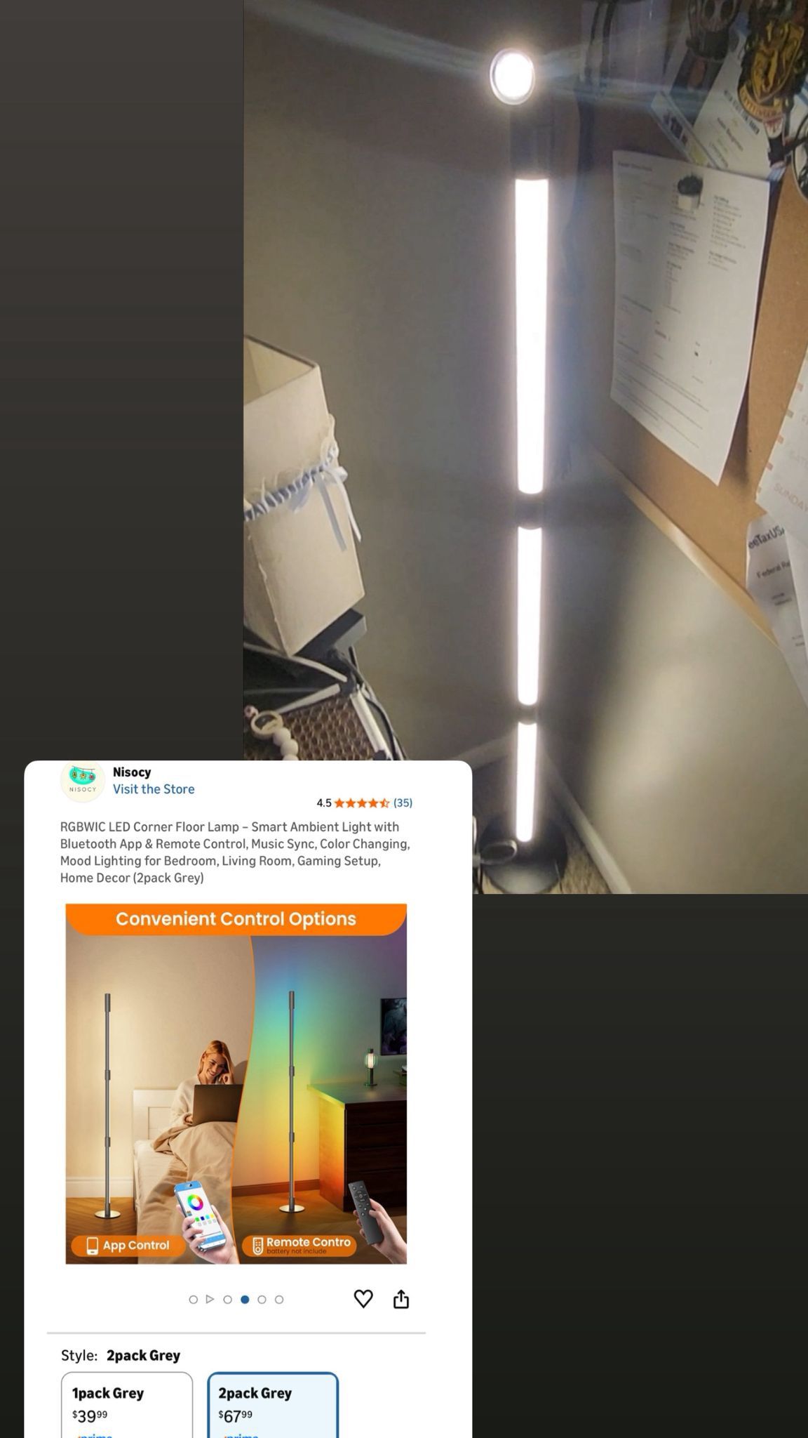 LED Corner Floor Lamp – Smart Ambient Light 2 Pack - photo 3