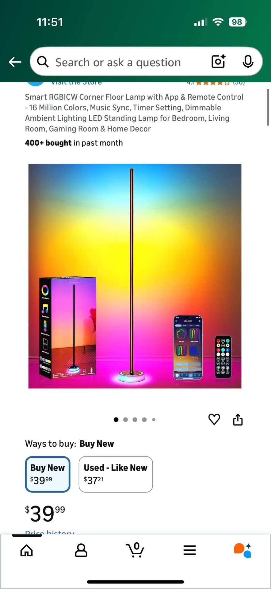Smart RGBICW Corner Floor Lamp with App & Remote Control - photo 5