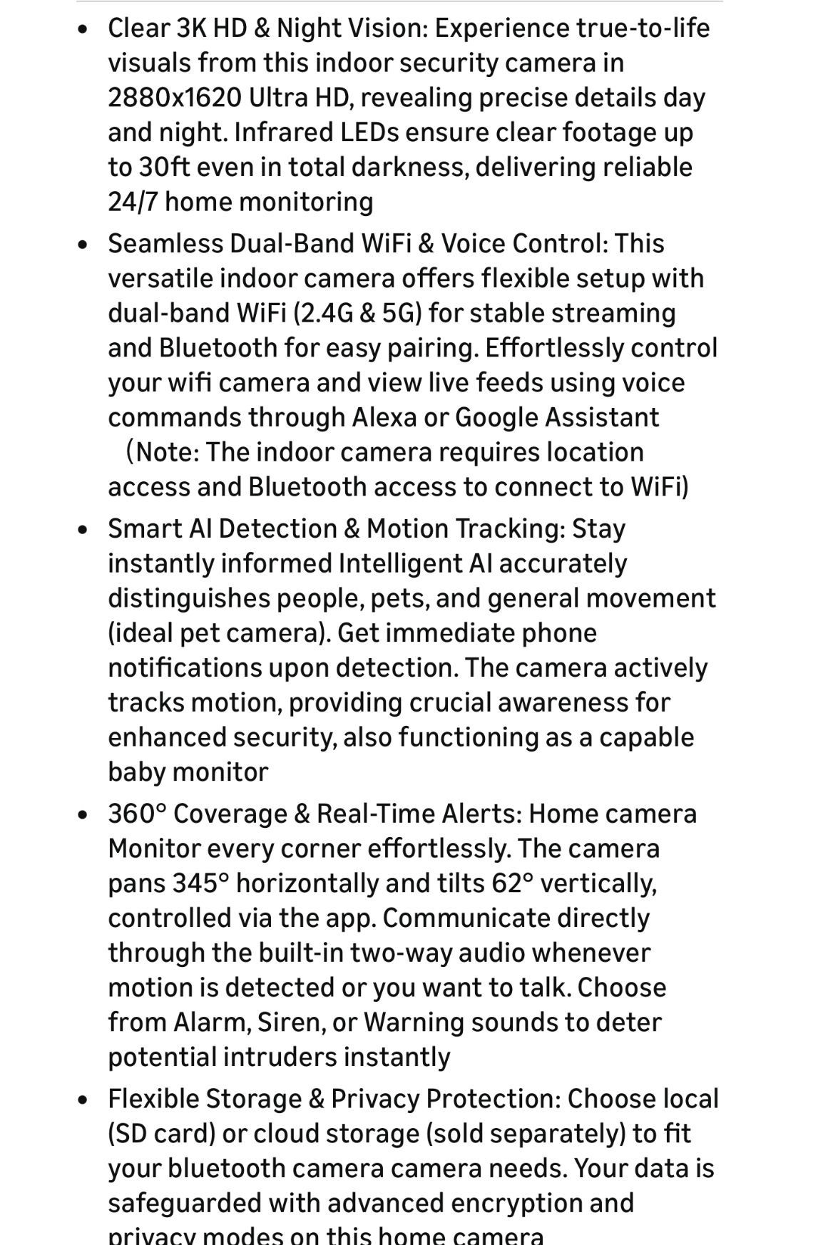 2K Indoor Security Camera, Baby/Pet Monitor, 360° Pan/Tilt - photo 2
