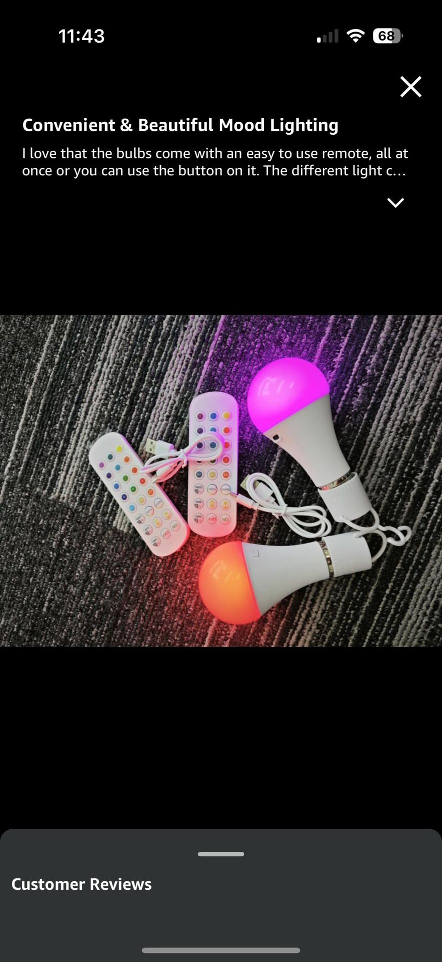 2 Pack 5200mAh Rechargeable Remote Control Light Bulbs